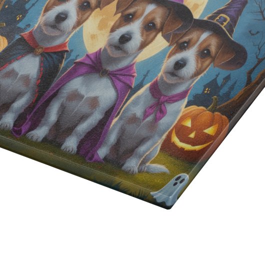 Jack Russell Dogs Pumpkin Halloween Funny Schneidebrett (Ecke)