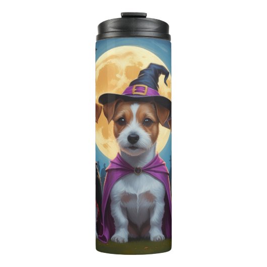 Jack Russell Dogs Pumpkin Halloween Funny Thermosbecher (Vorderseite)