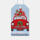 Jack Russell fährt mit dem Weihnachtsmann in Auto Geschenkanhänger (Rückseite)