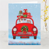 Jack Russell fährt mit dem Weihnachtsmann in Auto Karte (Gelbe Blume)