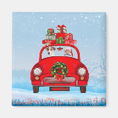Jack Russell fährt mit dem Weihnachtsmann in Auto Magnet (Vorne)