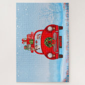 Jack Russell fährt mit dem Weihnachtsmann in Auto Puzzle (Vertikal)
