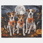 Jack Russell Halloween Gruselig Fleecedecke (Vorderseite (Horizontal))
