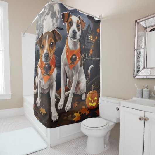 Jack Russell Halloween Spooky Duschvorhang (Beispiel)