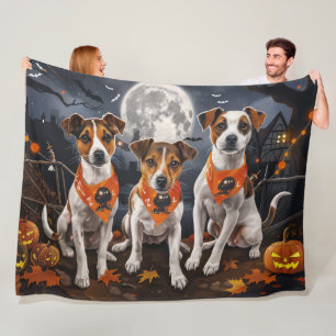 Jack Russell Halloween Spooky Fleecedecke