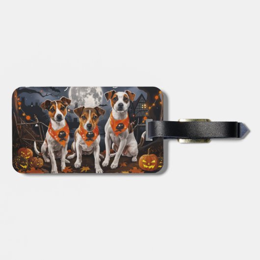 Jack Russell Halloween Spooky Gepäckanhänger (Rückseite horizontal)