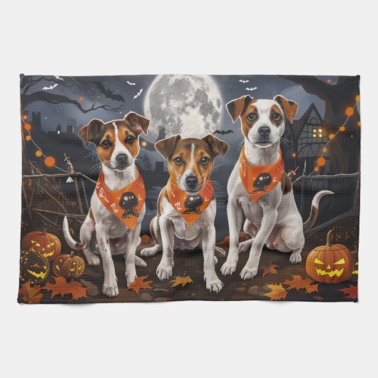 Jack Russell Halloween Spooky Geschirrtuch (Horizontal)