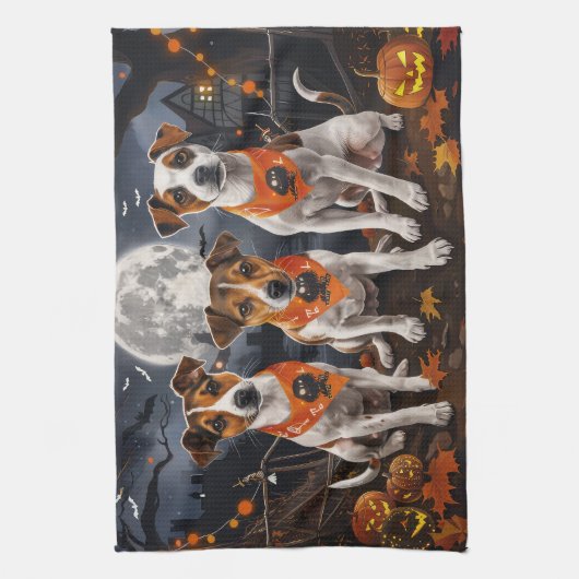 Jack Russell Halloween Spooky Geschirrtuch (Vertikal)