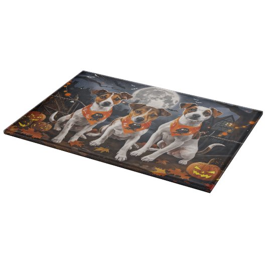 Jack Russell Halloween Spooky Schneidebrett (Ecke)