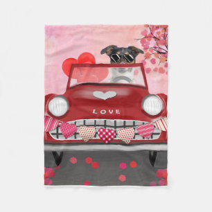 Jack-Russell-Hund fährt Auto Valentinstag Fleecedecke