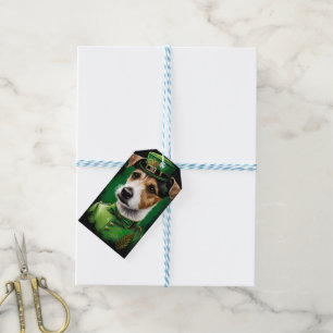 Jack Russell Hund im St. Patrick's Day Kleid Geschenkanhänger