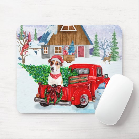 Jack Russell Hund in der Weihnachtslieferung LKW S Mousepad (Mit Mouse)
