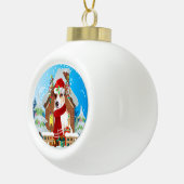 Jack Russell Hund mit Weihnachtsgeschenken Keramik Kugel-Ornament (Rechts)