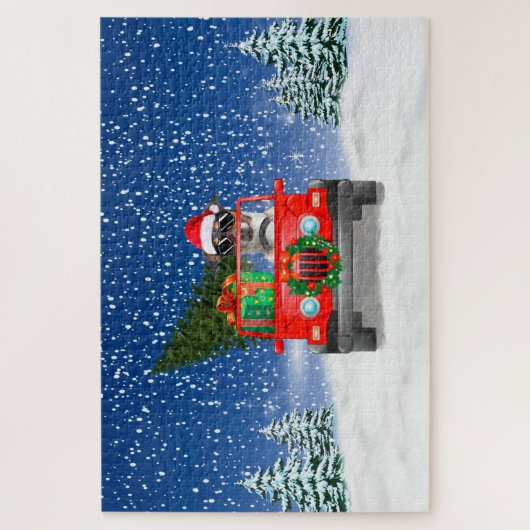 Jack Russell Hund mit Weihnachtsgeschenken Puzzle (Vertikal)