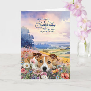 Jack-Russell-Hund mit Wildblumen Beileid für Haust Karte