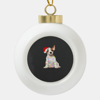 Jack Russell Hund Santa Weihnachtsbaum Lichter Xma Keramik Kugel-Ornament