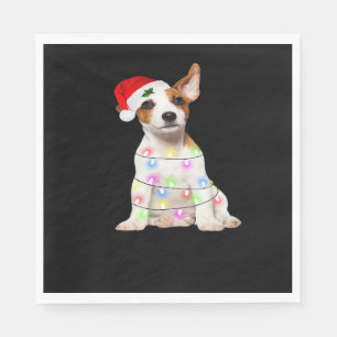 Jack Russell Hund Santa Weihnachtsbaum Lichter Xma Serviette