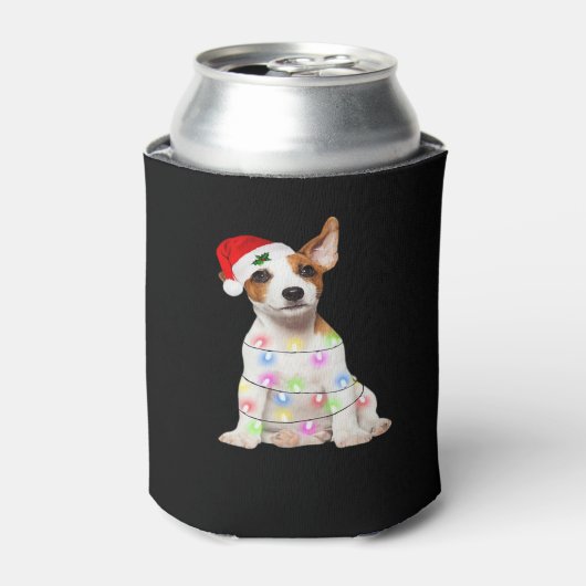 Jack Russell Hund Weihnachtsbaum Lichter Weihnacht Dosenkühler (Kanne Vorderseite)