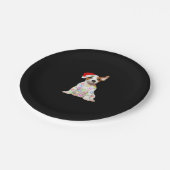 Jack Russell Hund Weihnachtsbaum Lichter Weihnacht Pappteller (Schrägansicht)