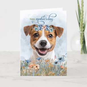 Jack-Russell-Hund Wildblumen Muttertag Feiertagskarte