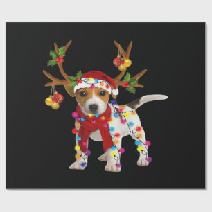 Jack Russell Hund Wunderschöner Rentier Weihnachts Geschenkpapier