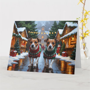 Jack Russell Hunde Weihnachtsschneeferien Karte
