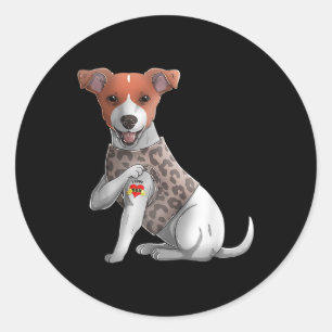 Jack Russell I Liebe Mama Tattoo Hundeshirt Funny Runder Aufkleber