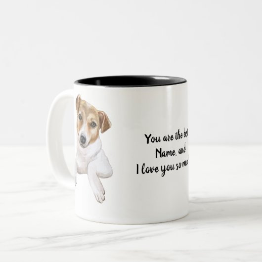 Jack Russell, ich Liebe Sie, Zweifarbige Tasse (Vorderseite Links)