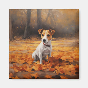 Jack Russell im Herbst inspiriert fallende Blätter Magnet