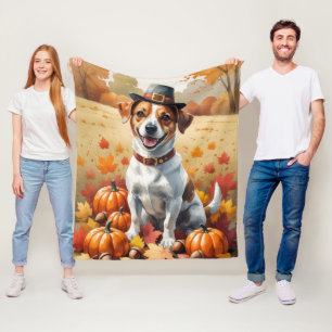Jack Russell im Herbst lässt Erntedank Kunst Fleecedecke