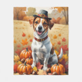 Jack Russell im Herbst lässt Erntedank Kunst Fleecedecke (Vorderseite)