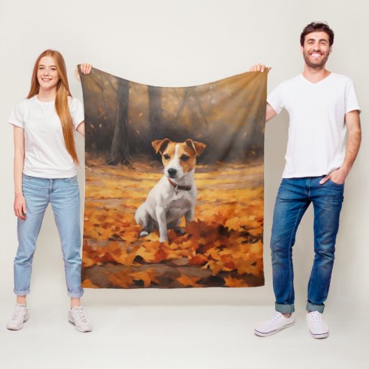 Jack Russell im Herbst Leaves Fall Inspiriert Fleecedecke (Beispiel)
