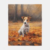 Jack Russell im Herbst Leaves Fall Inspiriert Fleecedecke (Vorderseite)
