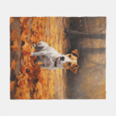 Jack Russell im Herbst Leaves Fall Inspiriert Fleecedecke (Vorderseite (Horizontal))
