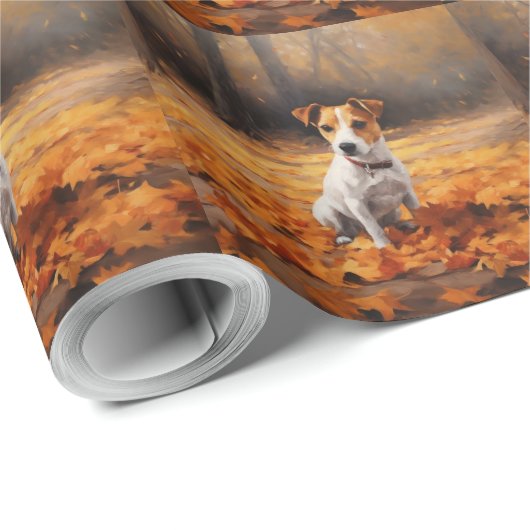 Jack Russell im Herbst Leaves Fall Inspiriert Geschenkpapier (Rolleneckpunkt)