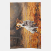 Jack Russell im Herbst Leaves Fall Inspiriert Geschirrtuch (Vertikal)