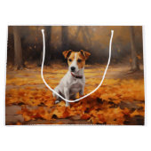 Jack Russell im Herbst Leaves Fall Inspiriert Große Geschenktüte (Vorderseite)