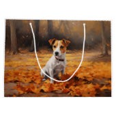 Jack Russell im Herbst Leaves Fall Inspiriert Große Geschenktüte (Rückseite)