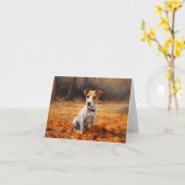 Jack Russell im Herbst Leaves Fall Inspiriert Karte (Gelbe Blume)