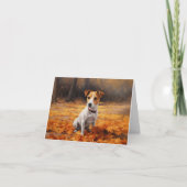 Jack Russell im Herbst Leaves Fall Inspiriert Karte (Vorderseite)