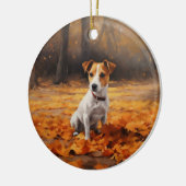 Jack Russell im Herbst Leaves Fall Inspiriert Keramik Ornament (Links)