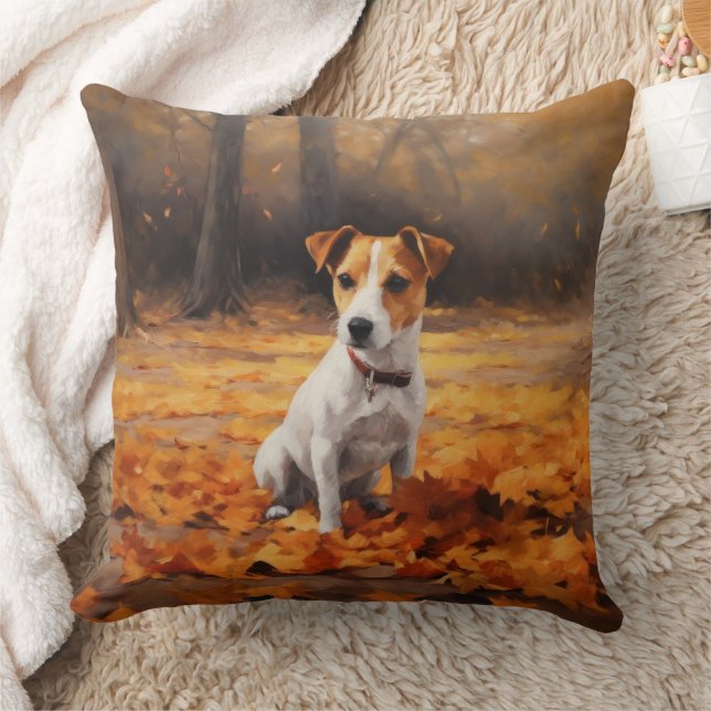 Jack Russell im Herbst Leaves Fall Inspiriert Kissen (Decke)