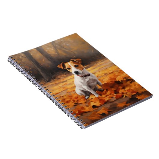 Jack Russell im Herbst Leaves Fall Inspiriert Notizblock (Rechte Seite)