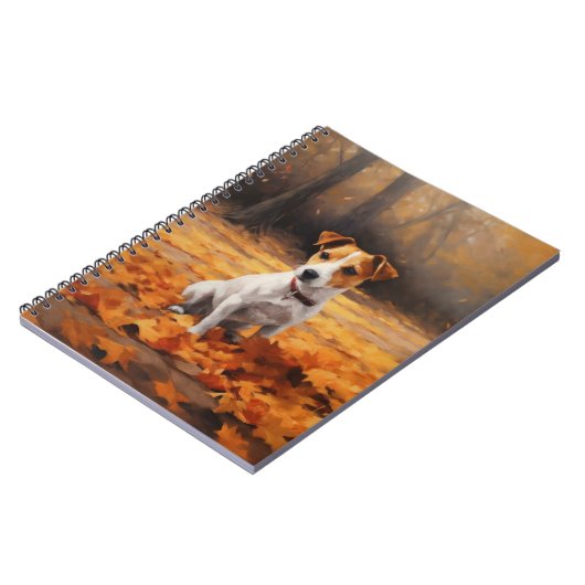 Jack Russell im Herbst Leaves Fall Inspiriert Notizblock (Linke Seite)