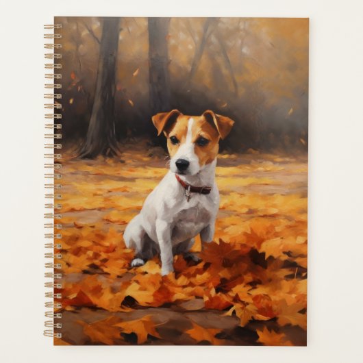 Jack Russell im Herbst Leaves Fall Inspiriert Planer (Vorderseite)