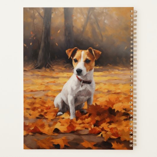 Jack Russell im Herbst Leaves Fall Inspiriert Planer (Rückseite)
