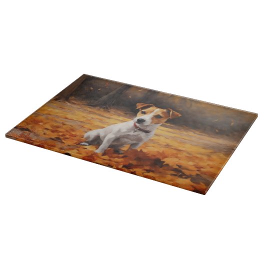 Jack Russell im Herbst Leaves Fall Inspiriert Schneidebrett (Ecke)