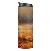 Jack Russell im Herbst Leaves Fall Inspiriert Thermosbecher (Nach rechts gedreht)