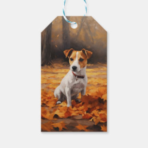 Jack Russell im Herbstlaub Fall Inspiriert Geschenkanhänger