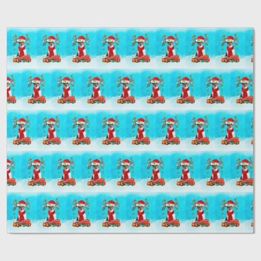 Jack Russell im Schnee mit Weihnachtsgeschenken Geschenkpapier (Flach)